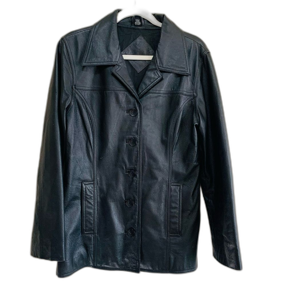 Vintage Classic Blazer Style Black Leather Jacket size small